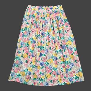Vintage Worthington Essentials Floral Midi Skirt Size 8 Tulip Print USA Made